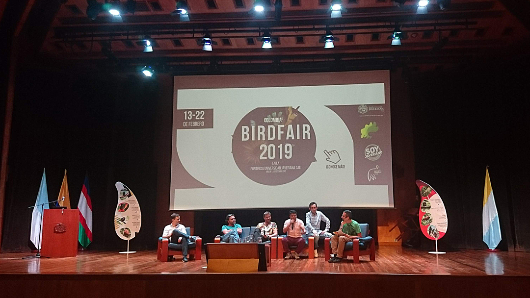 Efter visning af dokumentaren The Birders var interview med bl.a. medvirkende og instruktøren. Colombia Birdfair 2019, Cali, Colombia.