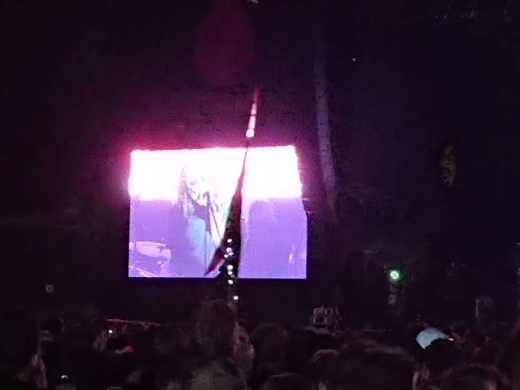 Ja det er Robert Plant på storskærmen ved Arena. Arena, Roskilde Festival 2019.